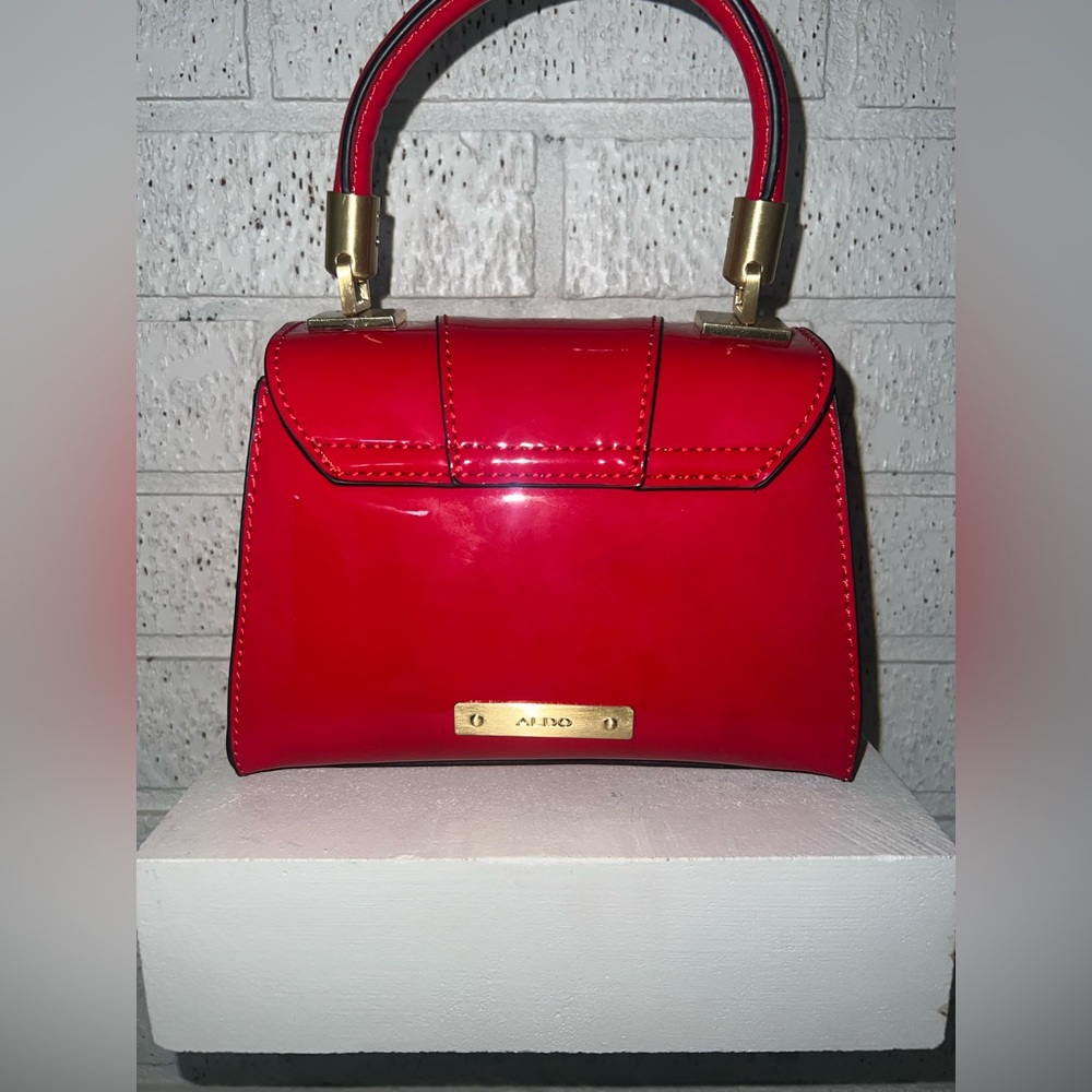 Aldo Red Patent Mini Top-Handle Bag - Picture 3 of 6
